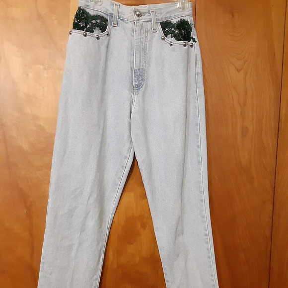 VTG 90’s CACHE amazing fit Lightwash Sequin mom 4 6 - Picture 4 of 15